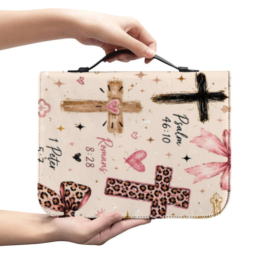 Pink Leopard Print Leather Bible Case